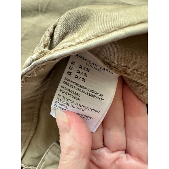 Mens AE Khaki Flex Soft Twill Original Straight Pant size 34 x 34 EUC - Picture 3 of 6